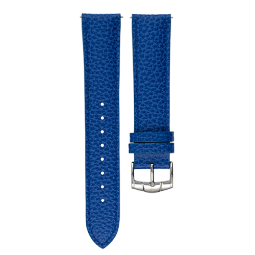 Blue Leather Watch Strap with Silver Buckle